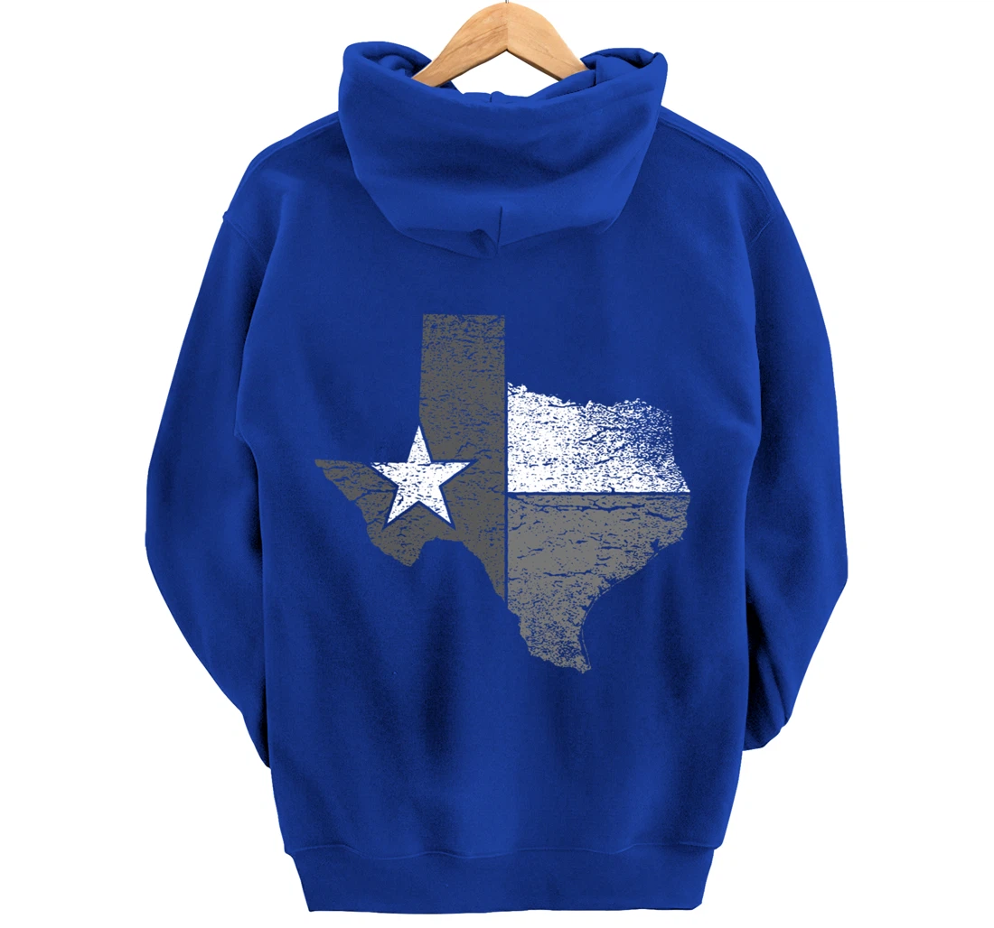 Texas Hoodie Women Men Texas Flag B&W Map of State of Texas Pullover Hoodie