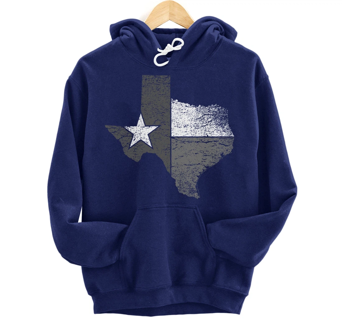 Texas Hoodie Women Men Texas Flag B&W Map of State of Texas Pullover Hoodie