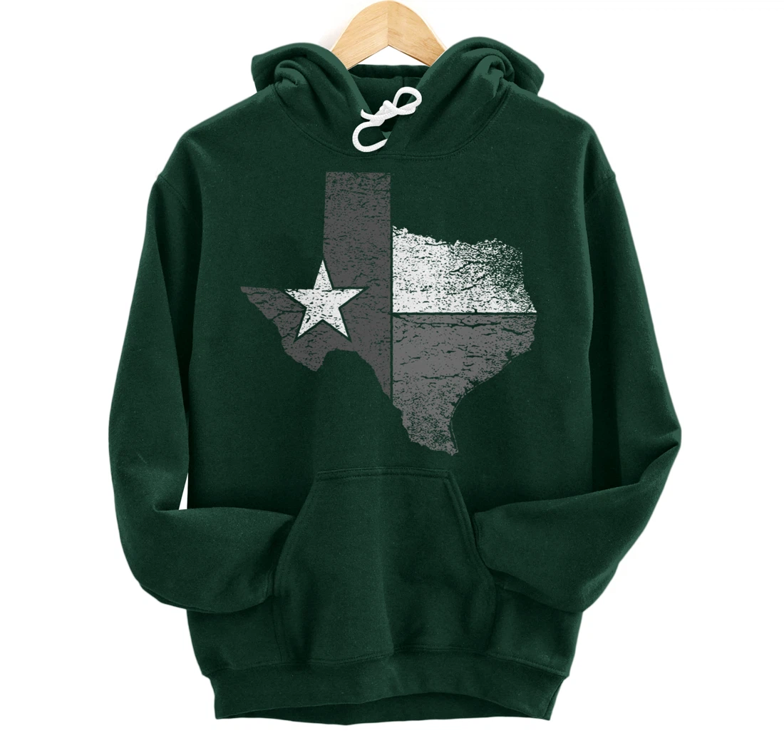 Texas Hoodie Women Men Texas Flag B&W Map of State of Texas Pullover Hoodie