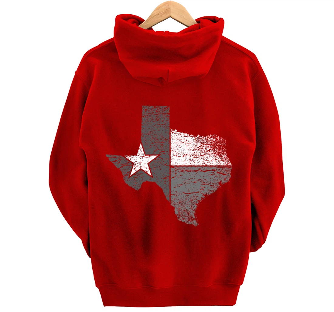 Texas Hoodie Women Men Texas Flag B&W Map of State of Texas Pullover Hoodie
