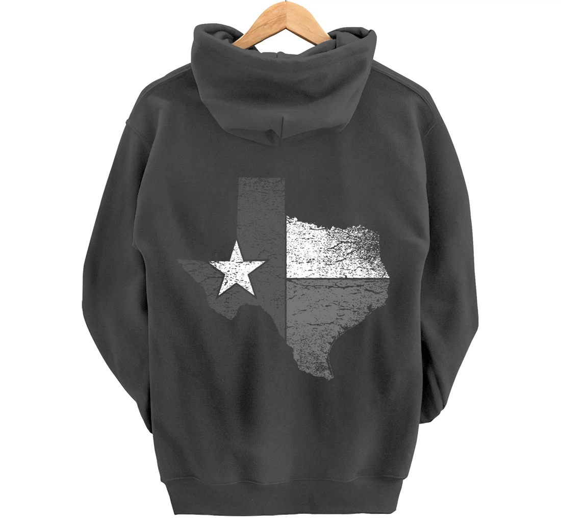 Texas Hoodie Women Men Texas Flag B&W Map of State of Texas Pullover Hoodie