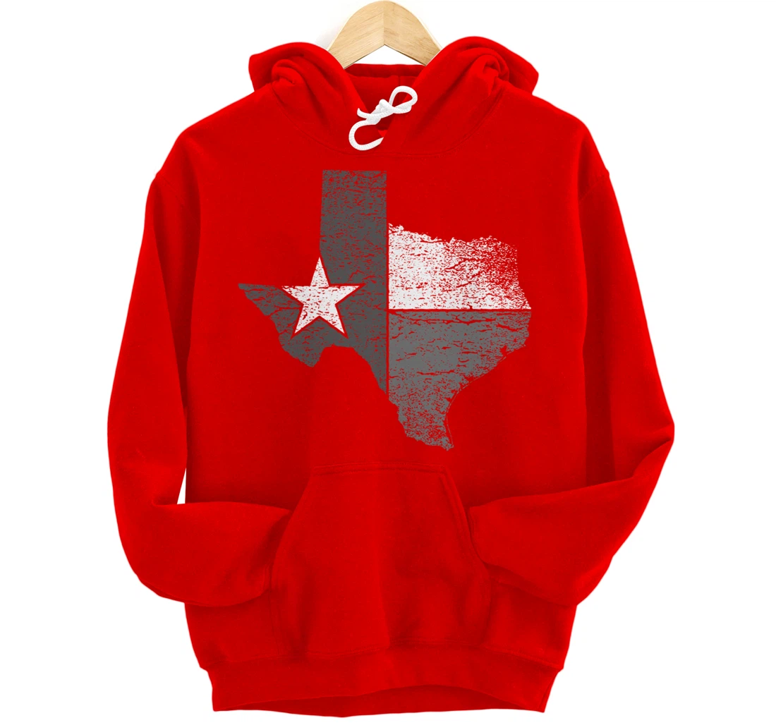 Texas Hoodie Women Men Texas Flag B&W Map of State of Texas Pullover Hoodie