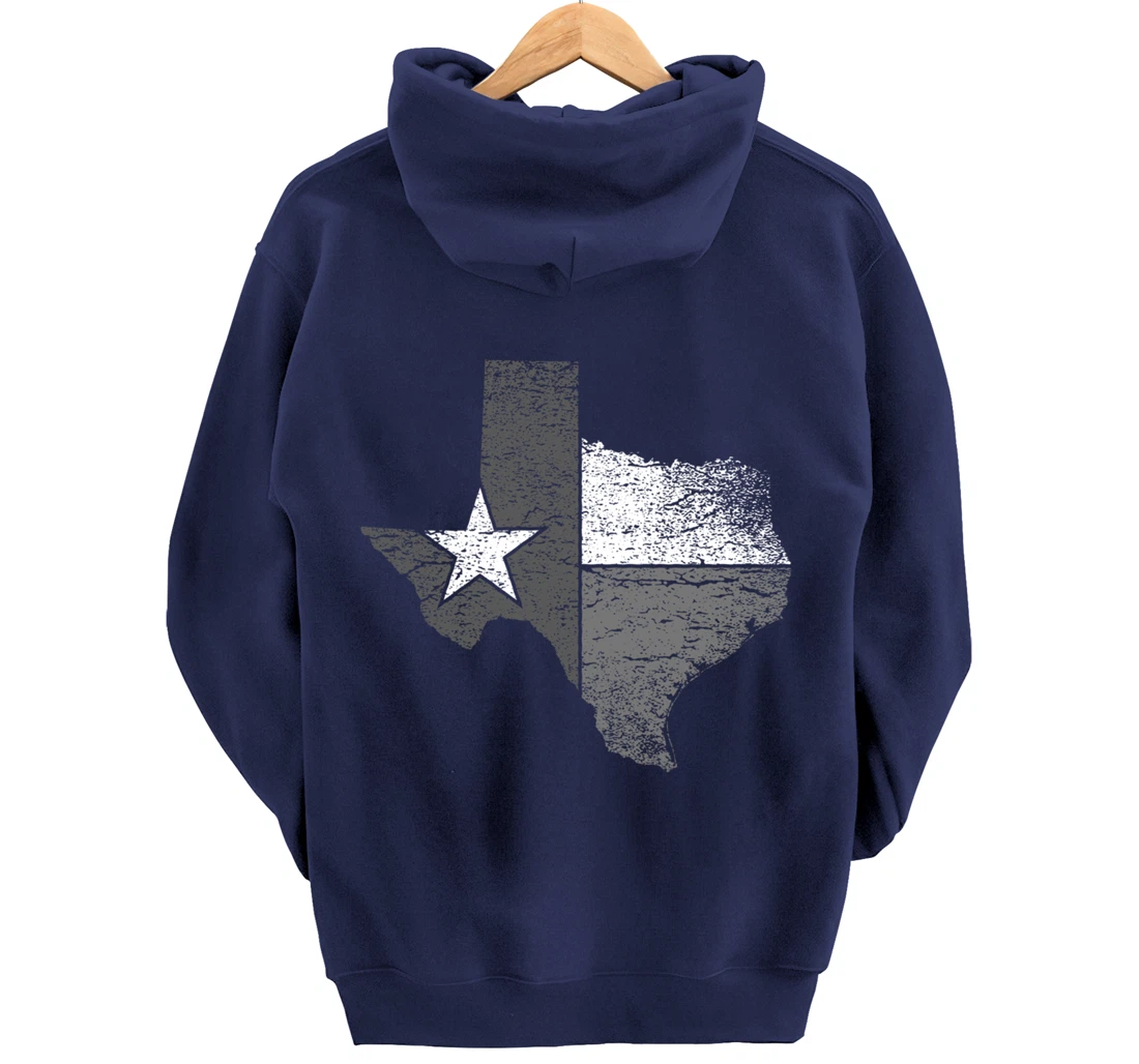 Texas Hoodie Women Men Texas Flag B&W Map of State of Texas Pullover Hoodie