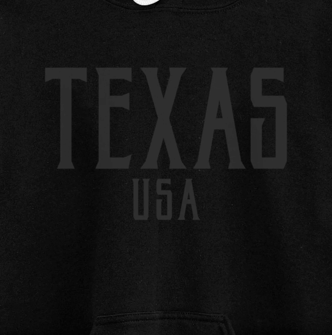 Texas USA Vintage Text Black with Black Print Pullover Hoodie