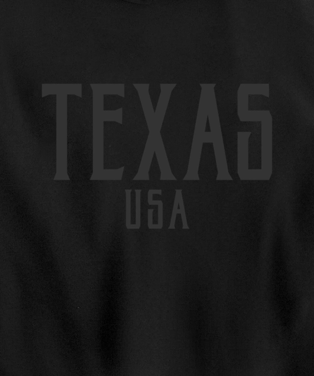 Texas USA Vintage Text Black with Black Print Pullover Hoodie