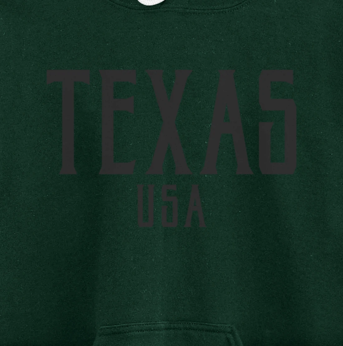Texas USA Vintage Text Black with Black Print Pullover Hoodie