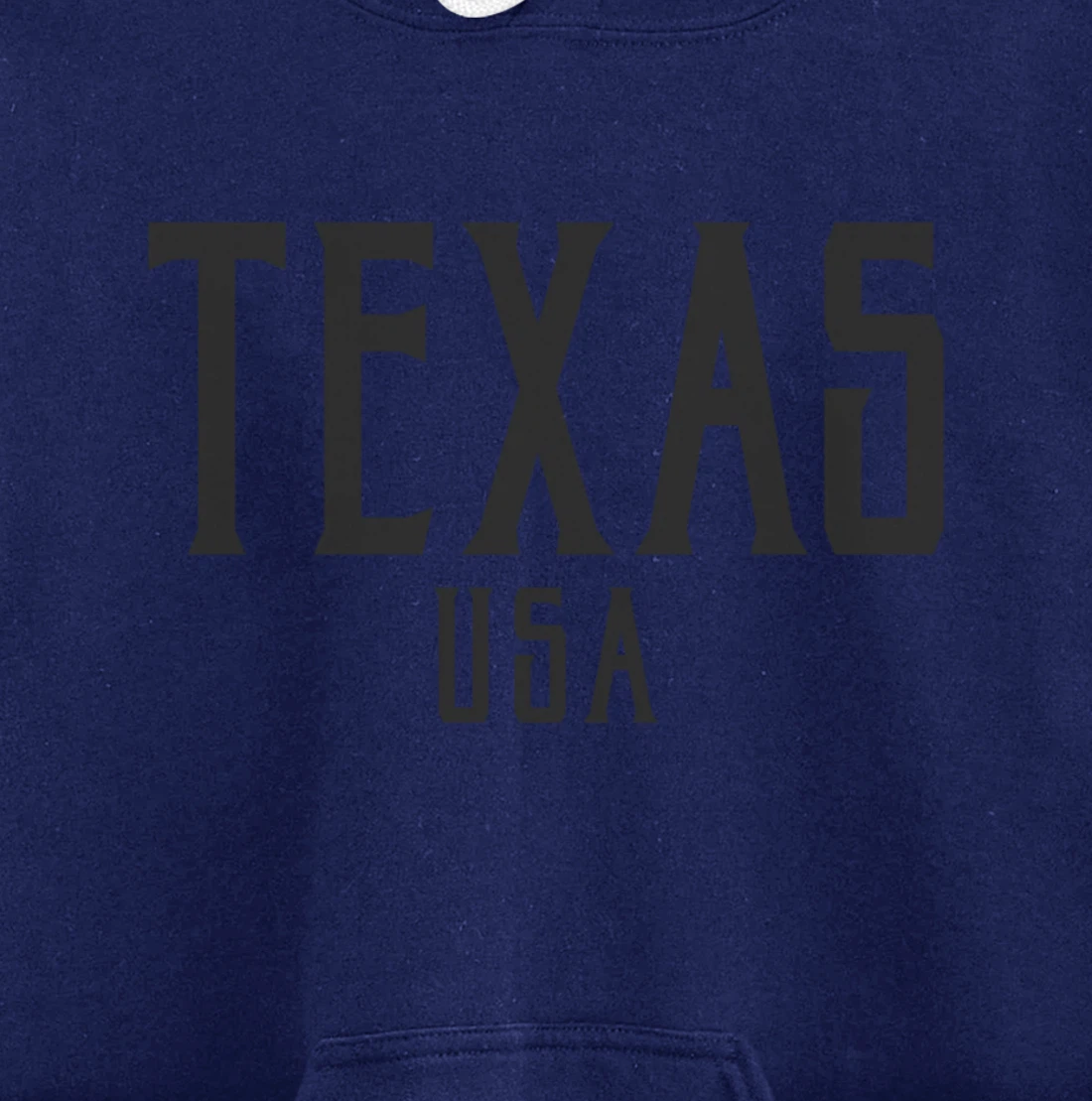 Texas USA Vintage Text Black with Black Print Pullover Hoodie
