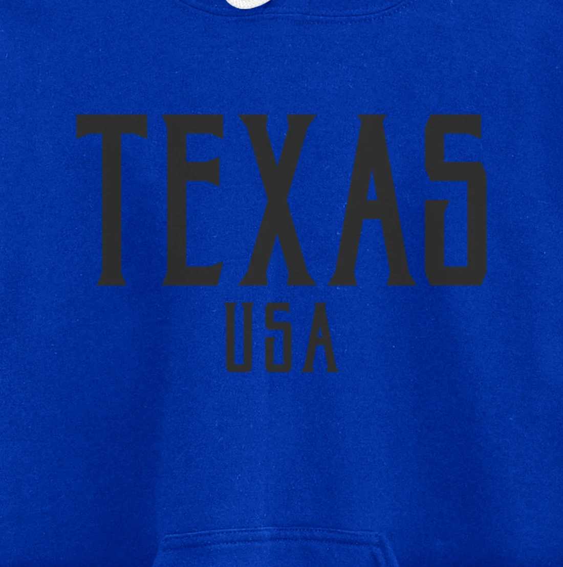 Texas USA Vintage Text Black with Black Print Pullover Hoodie