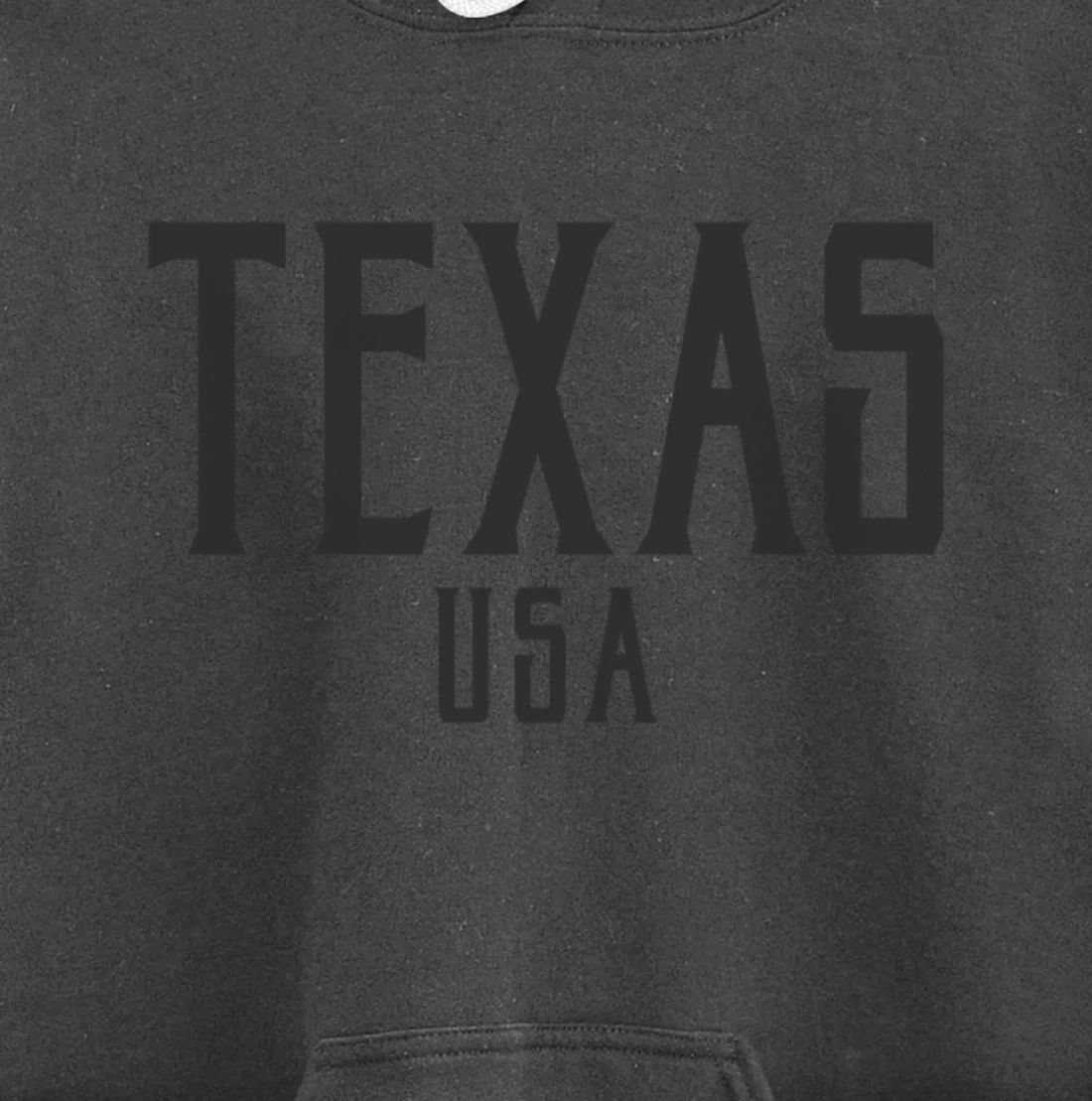 Texas USA Vintage Text Black with Black Print Pullover Hoodie