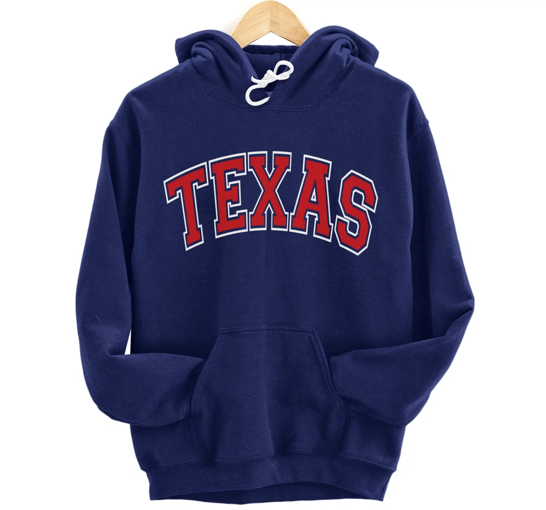 Texas Varsity Style Red Text Pullover Hoodie