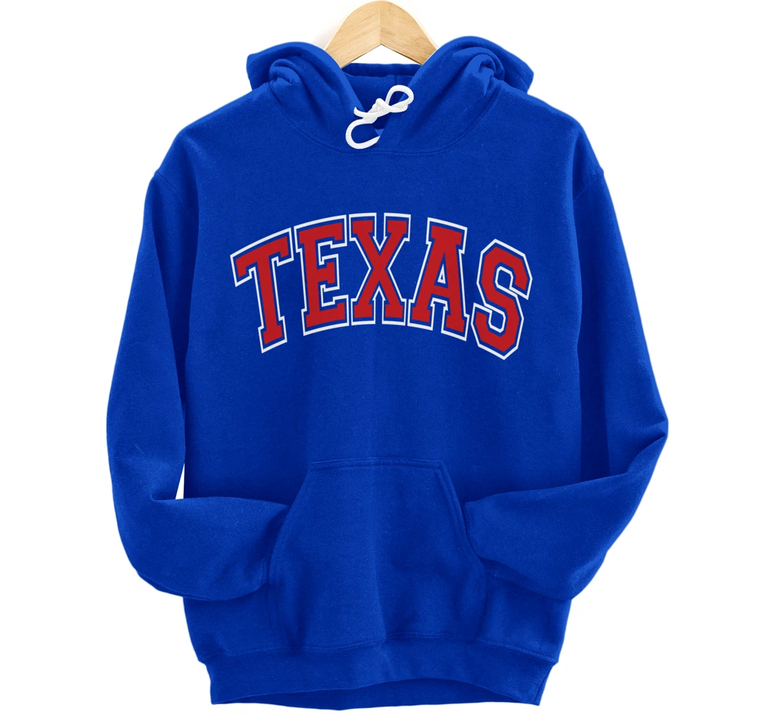 Texas Varsity Style Red Text Pullover Hoodie