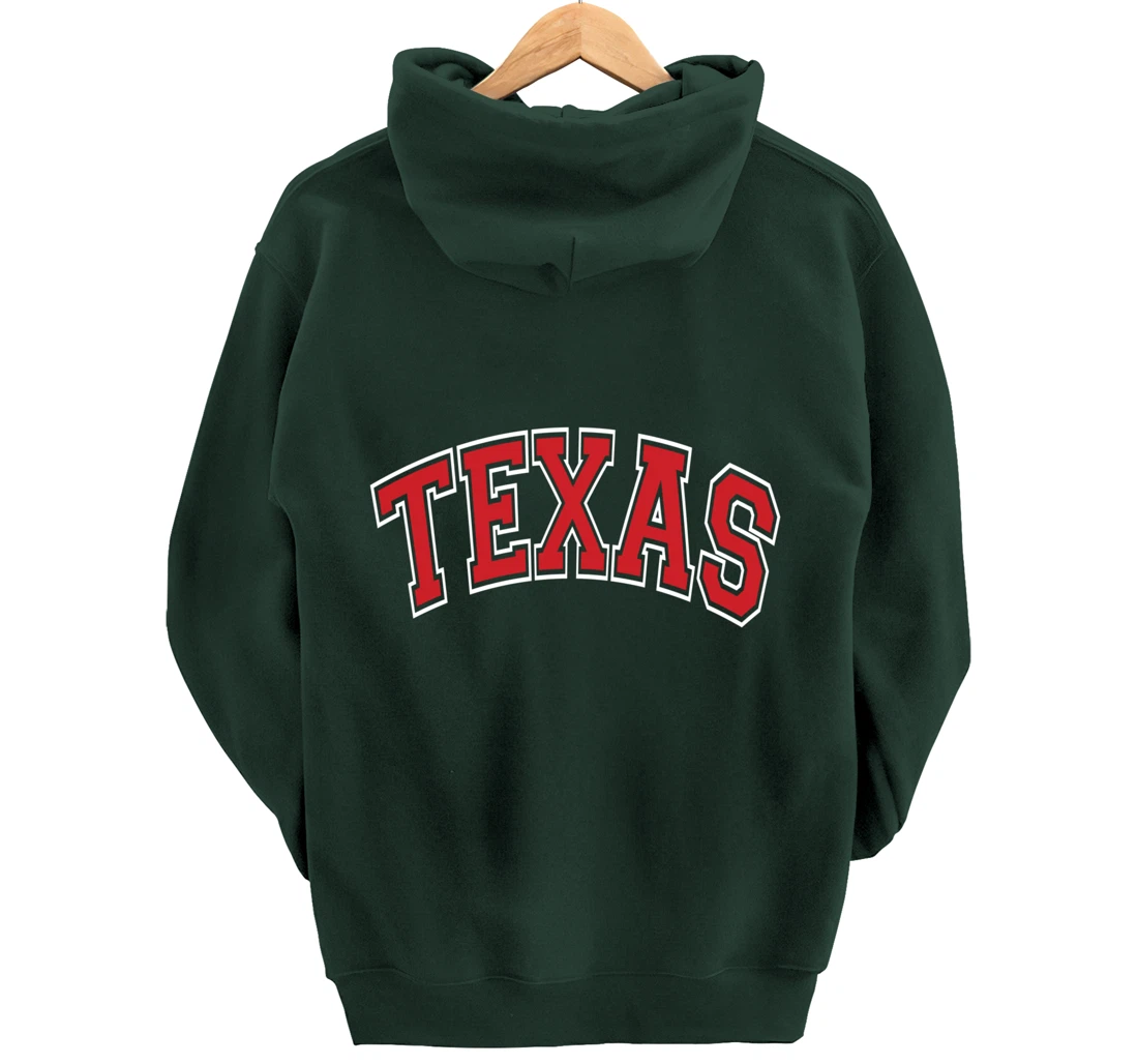 Texas Varsity Style Red Text Pullover Hoodie