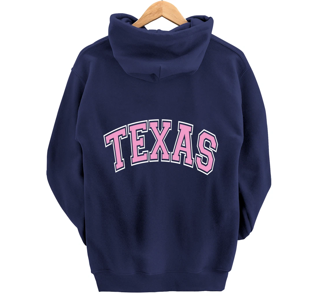 Texas Varsity Style Pink Text Pullover Hoodie