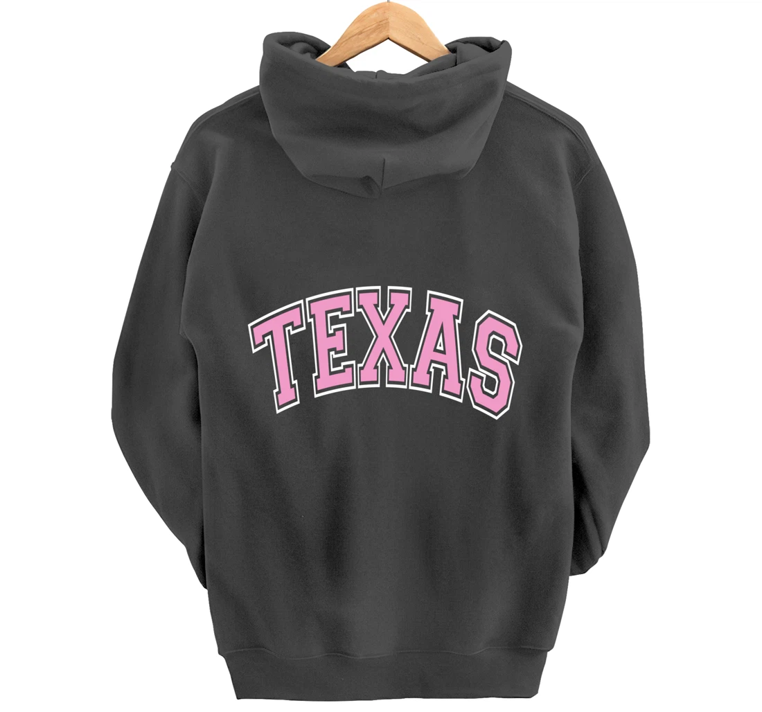 Texas Varsity Style Pink Text Pullover Hoodie
