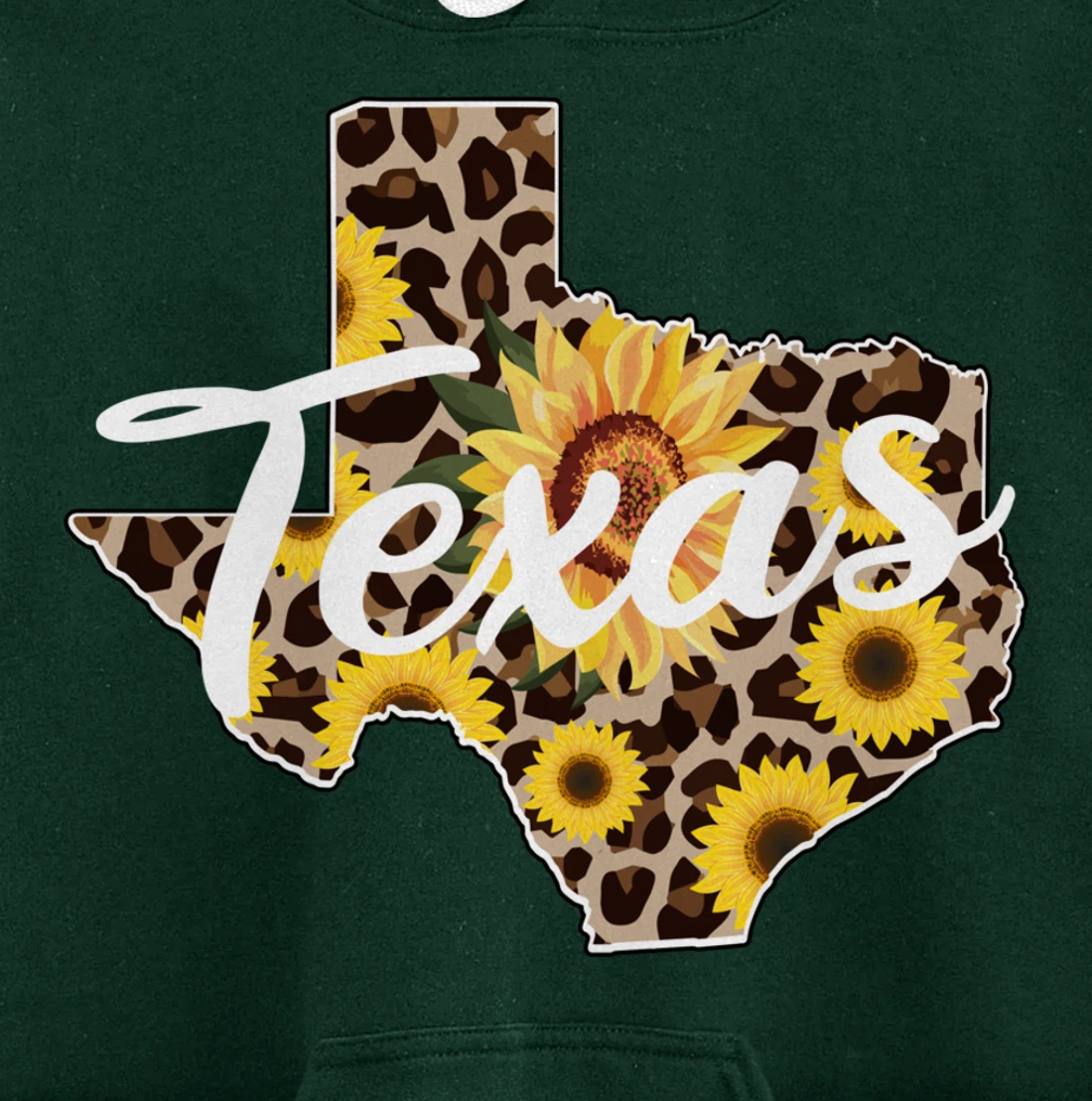 Texas Girl Sunflower Leopard Rustic Black State Pride Pullover Hoodie