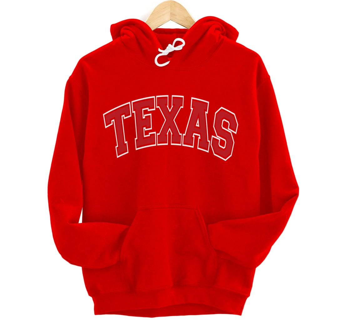 Texas Varsity Style Red Text Pullover Hoodie
