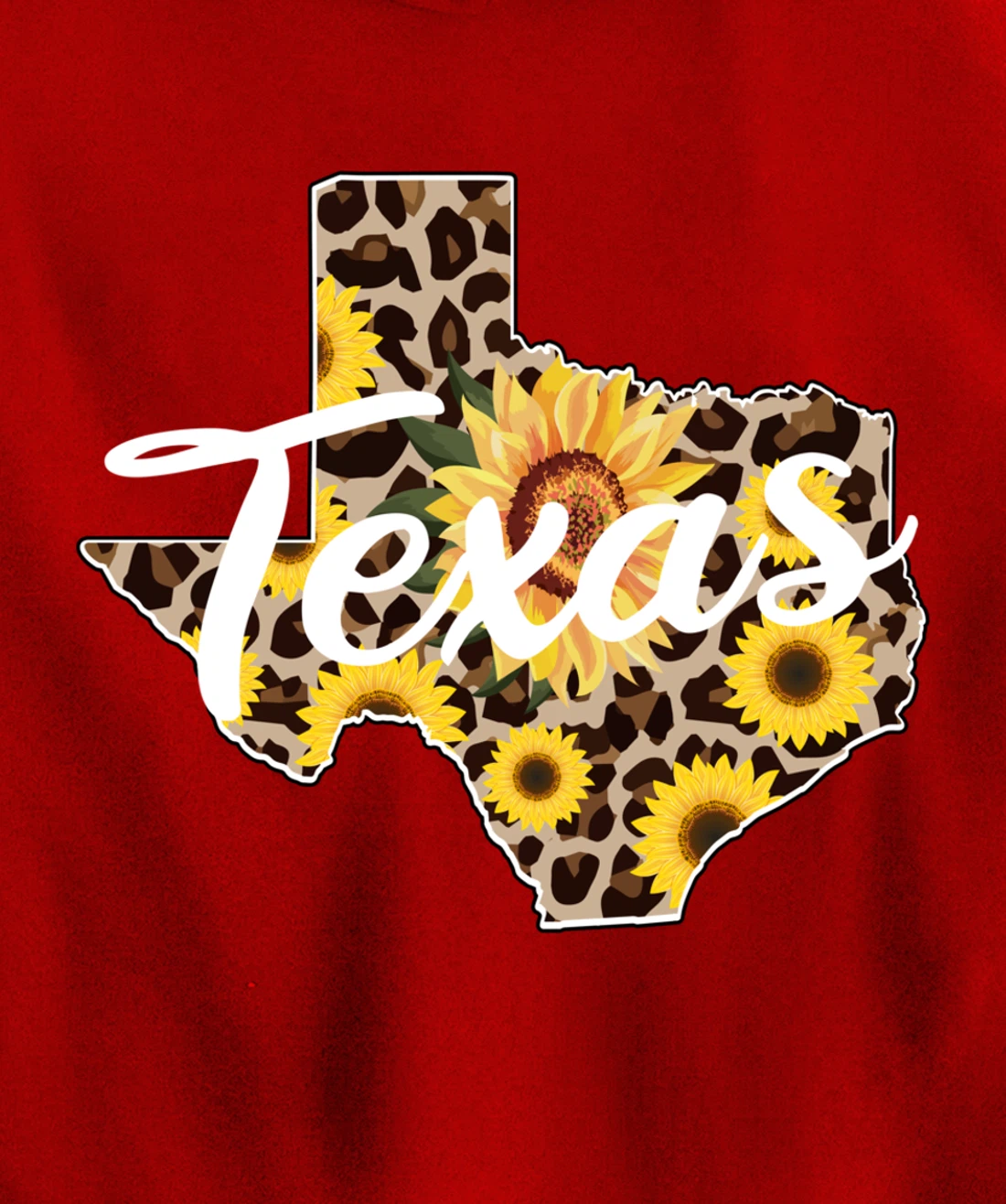 Texas Girl Sunflower Leopard Rustic Black State Pride Pullover Hoodie