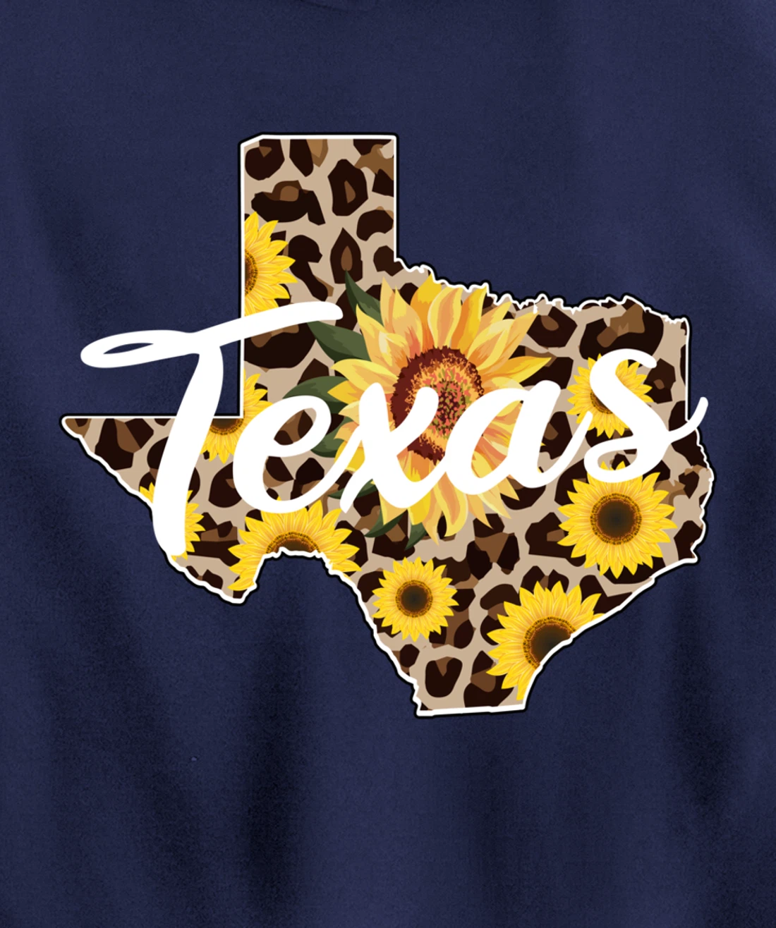 Texas Girl Sunflower Leopard Rustic Black State Pride Pullover Hoodie