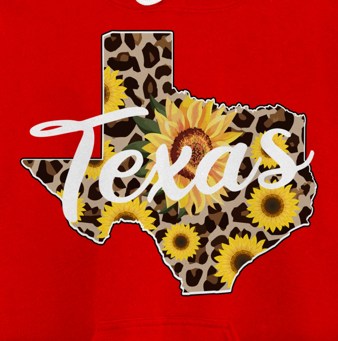 Texas Girl Sunflower Leopard Rustic Black State Pride Pullover Hoodie