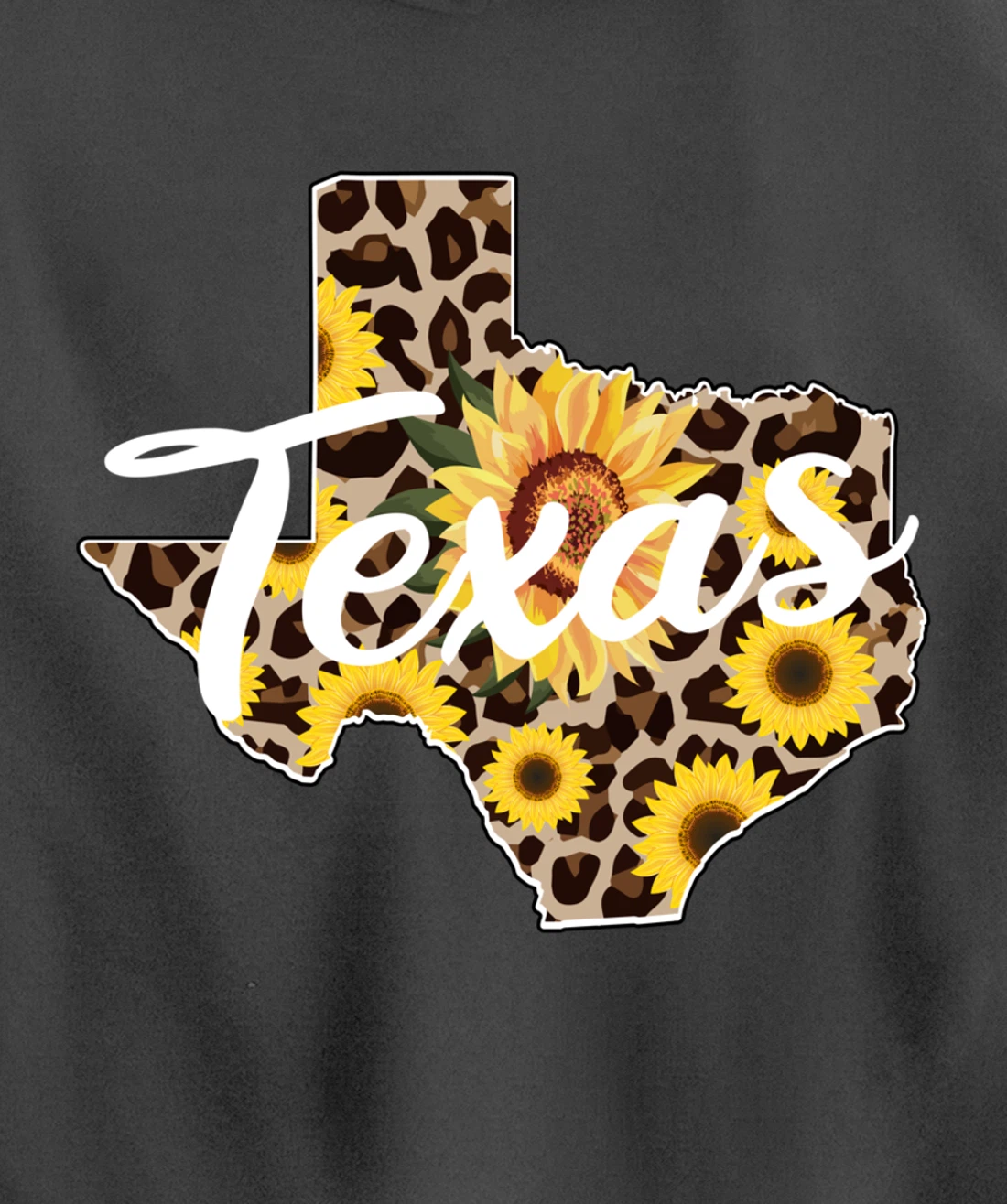 Texas Girl Sunflower Leopard Rustic Black State Pride Pullover Hoodie