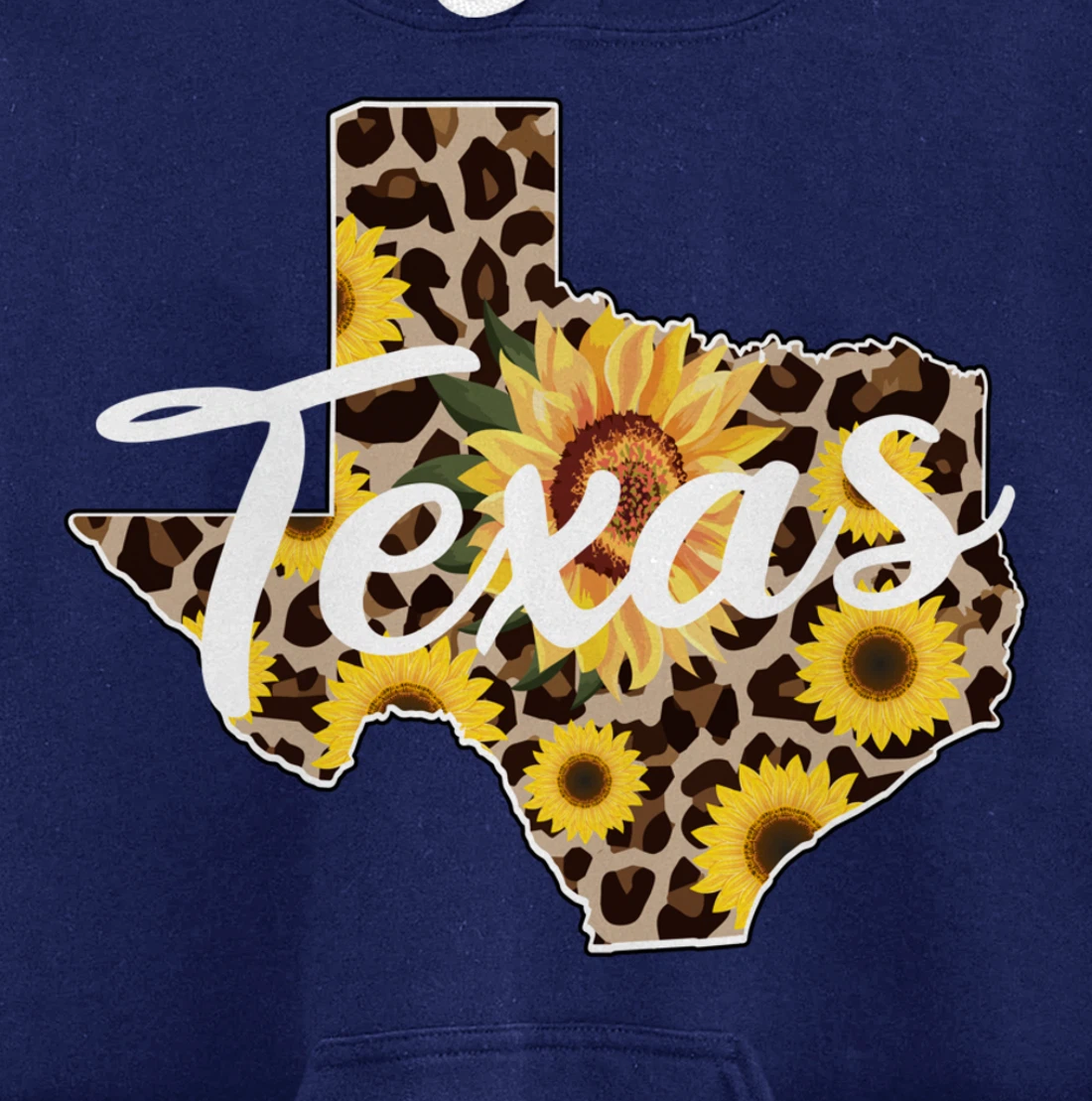 Texas Girl Sunflower Leopard Rustic Black State Pride Pullover Hoodie