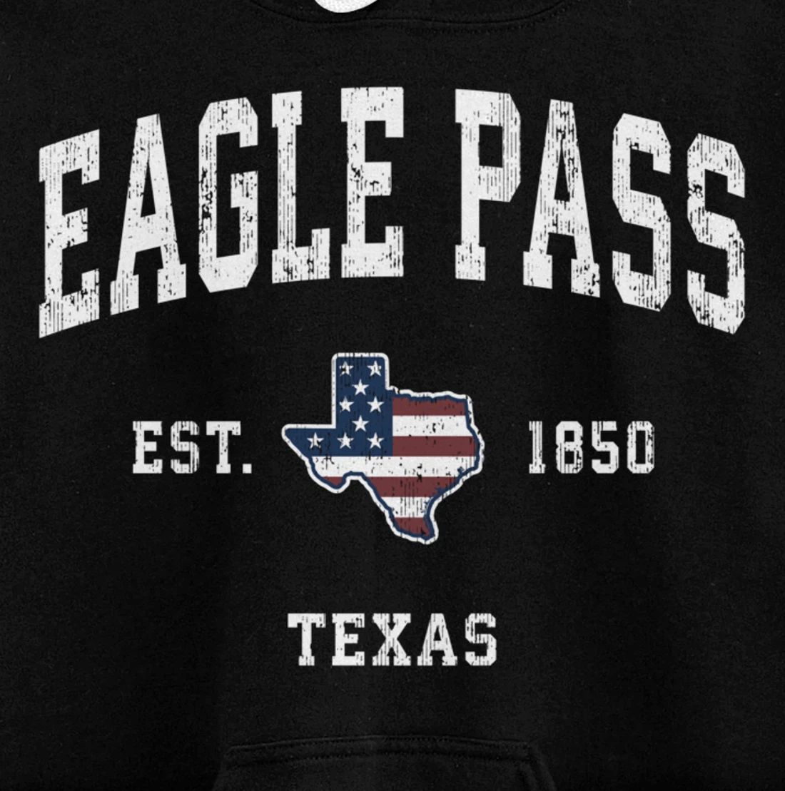 Eagle Pass Texas TX Vintage American Flag Sports Design Pullover Hoodie