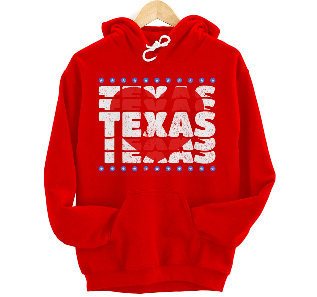 Texas With Red Heart And Stars State Pullover Hoodie