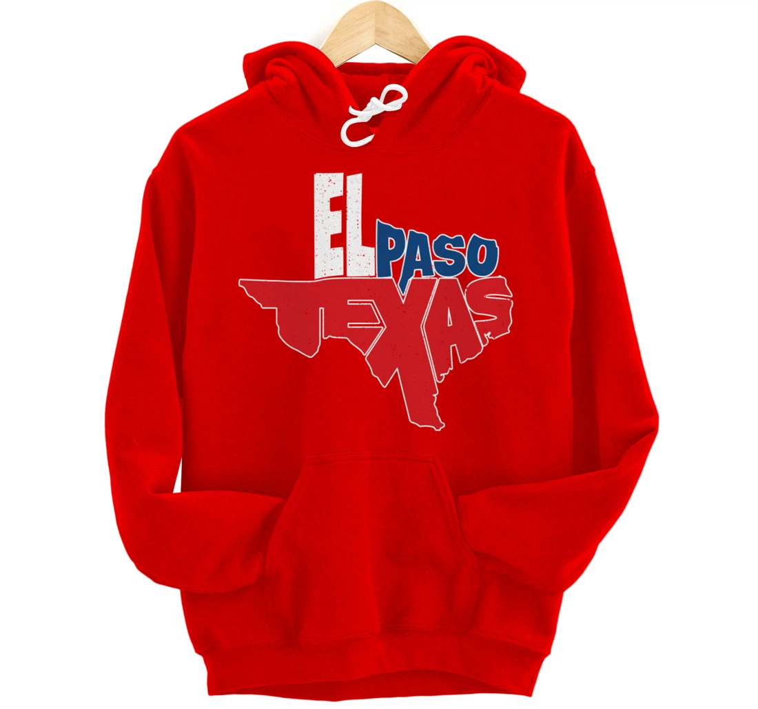 Vintage El Paso Texas Flag in Texas Map Texas Pride Pullover Hoodie