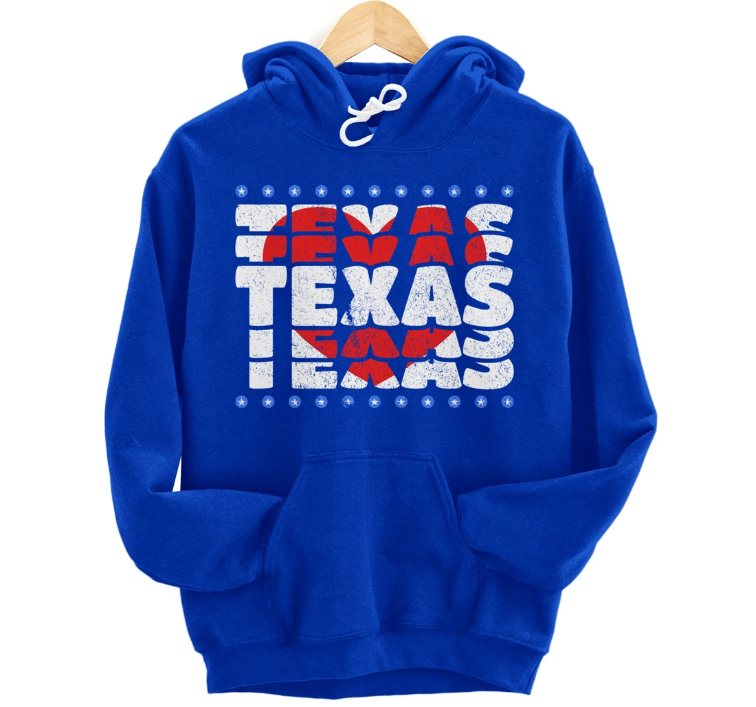 Texas With Red Heart And Stars State Pullover Hoodie