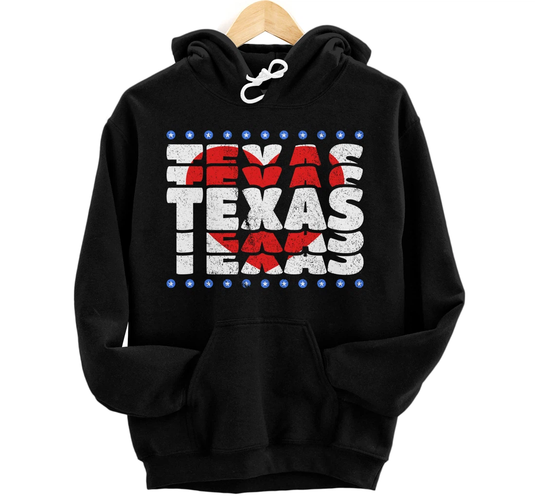 Texas With Red Heart And Stars State Pullover Hoodie