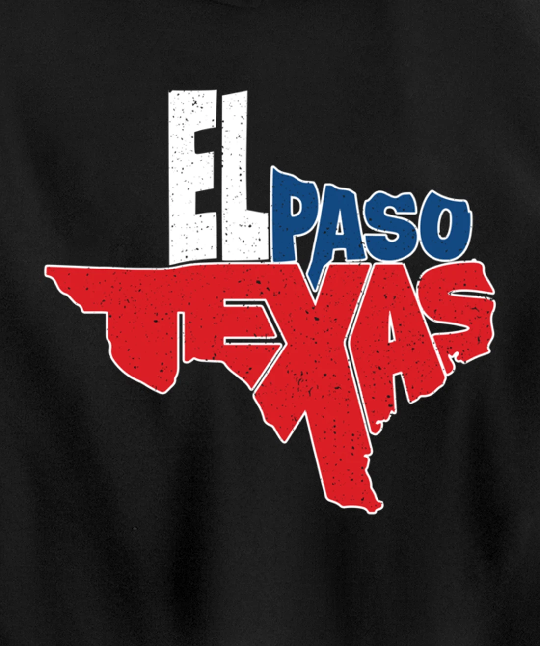 Vintage El Paso Texas Flag in Texas Map Texas Pride Pullover Hoodie