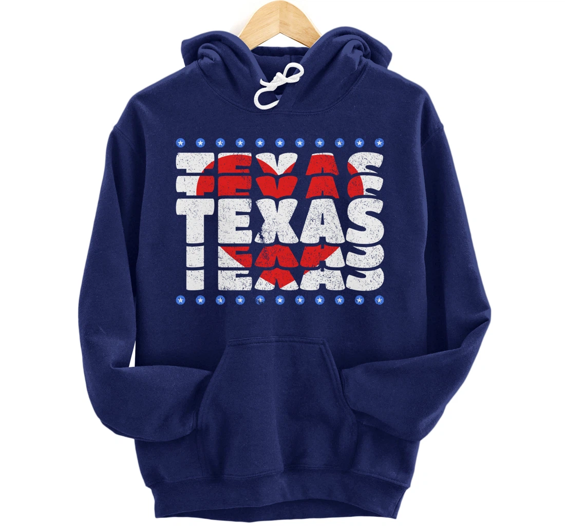 Texas With Red Heart And Stars State Pullover Hoodie