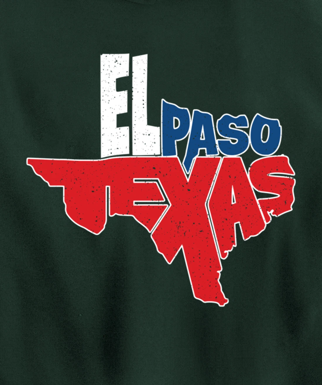 Vintage El Paso Texas Flag in Texas Map Texas Pride Pullover Hoodie