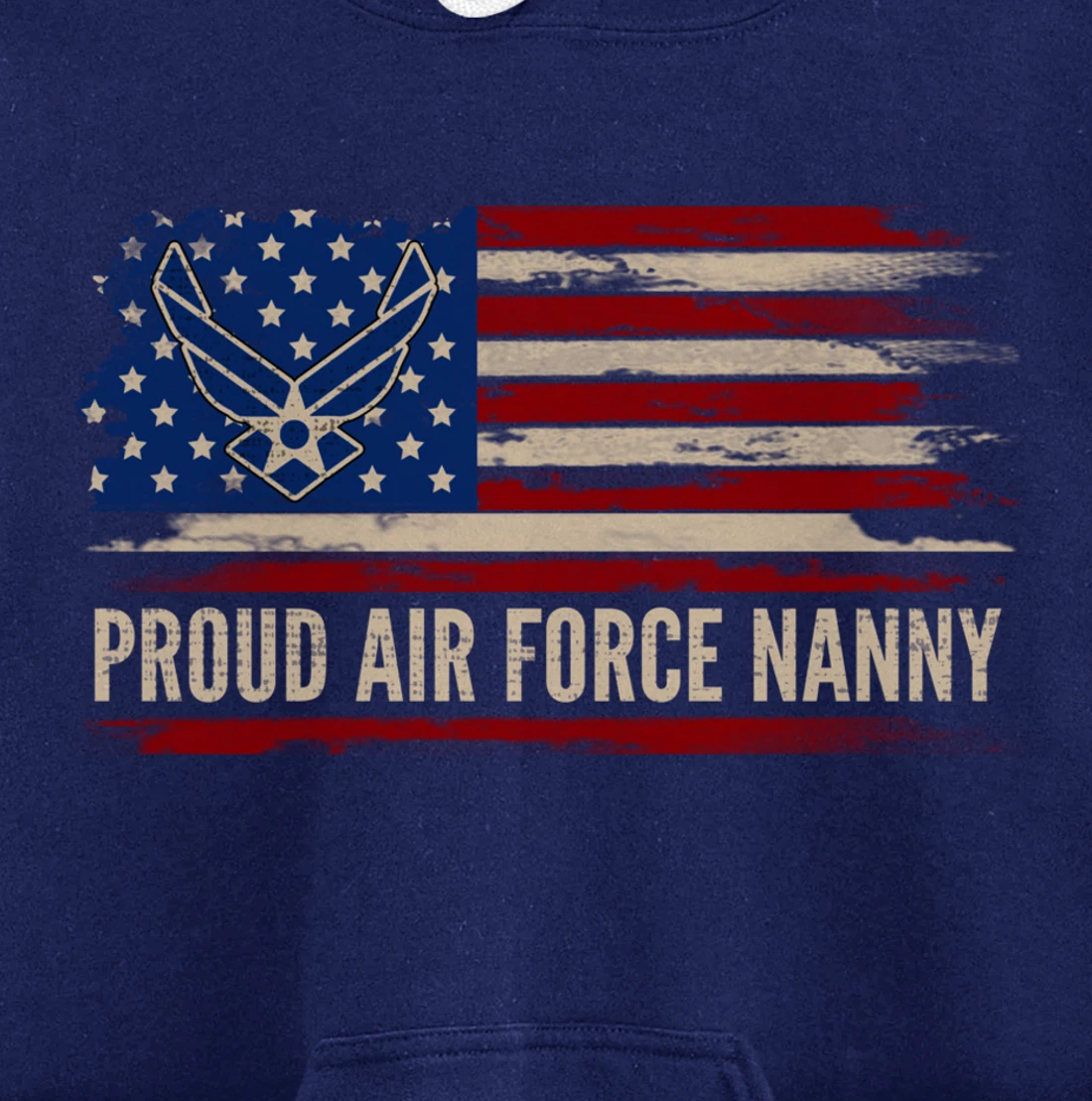 Vintage Proud Air Force Nanny American Flag Veteran Gift Pullover Hoodie