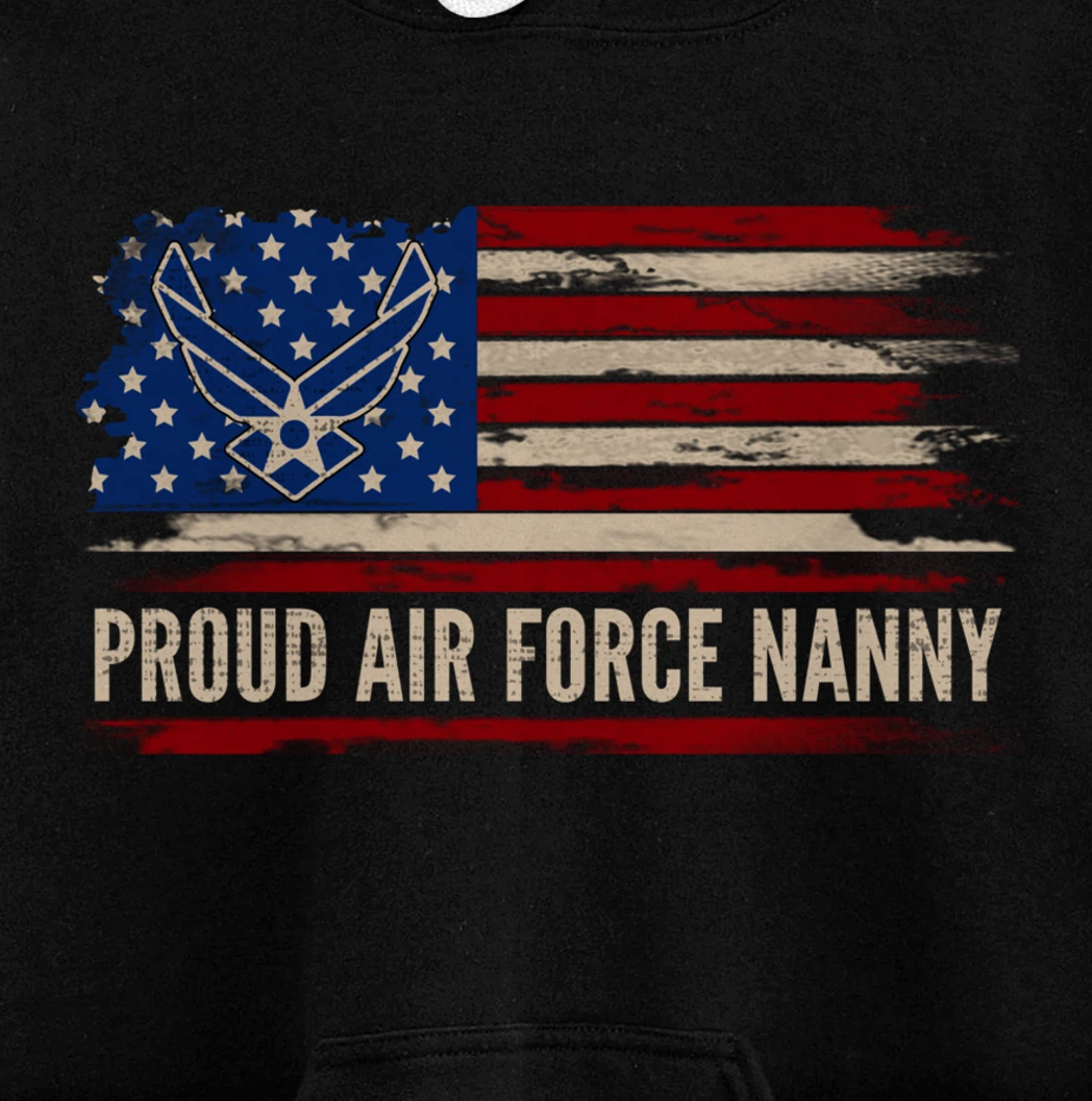 Vintage Proud Air Force Nanny American Flag Veteran Gift Pullover Hoodie