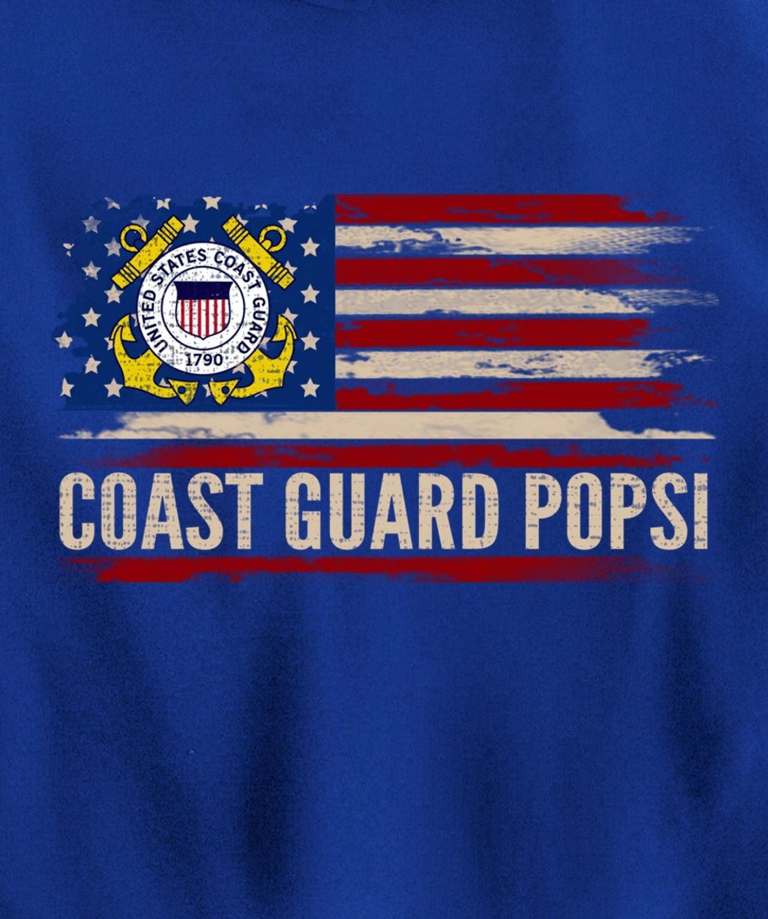 Vintage Coast Guard Popsi American Flag Veteran Gift Pullover Hoodie