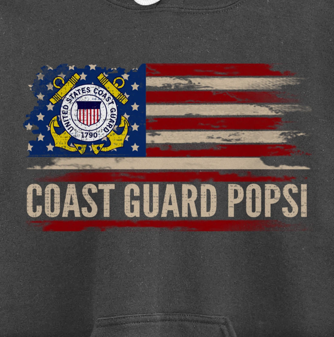 Vintage Coast Guard Popsi American Flag Veteran Gift Pullover Hoodie