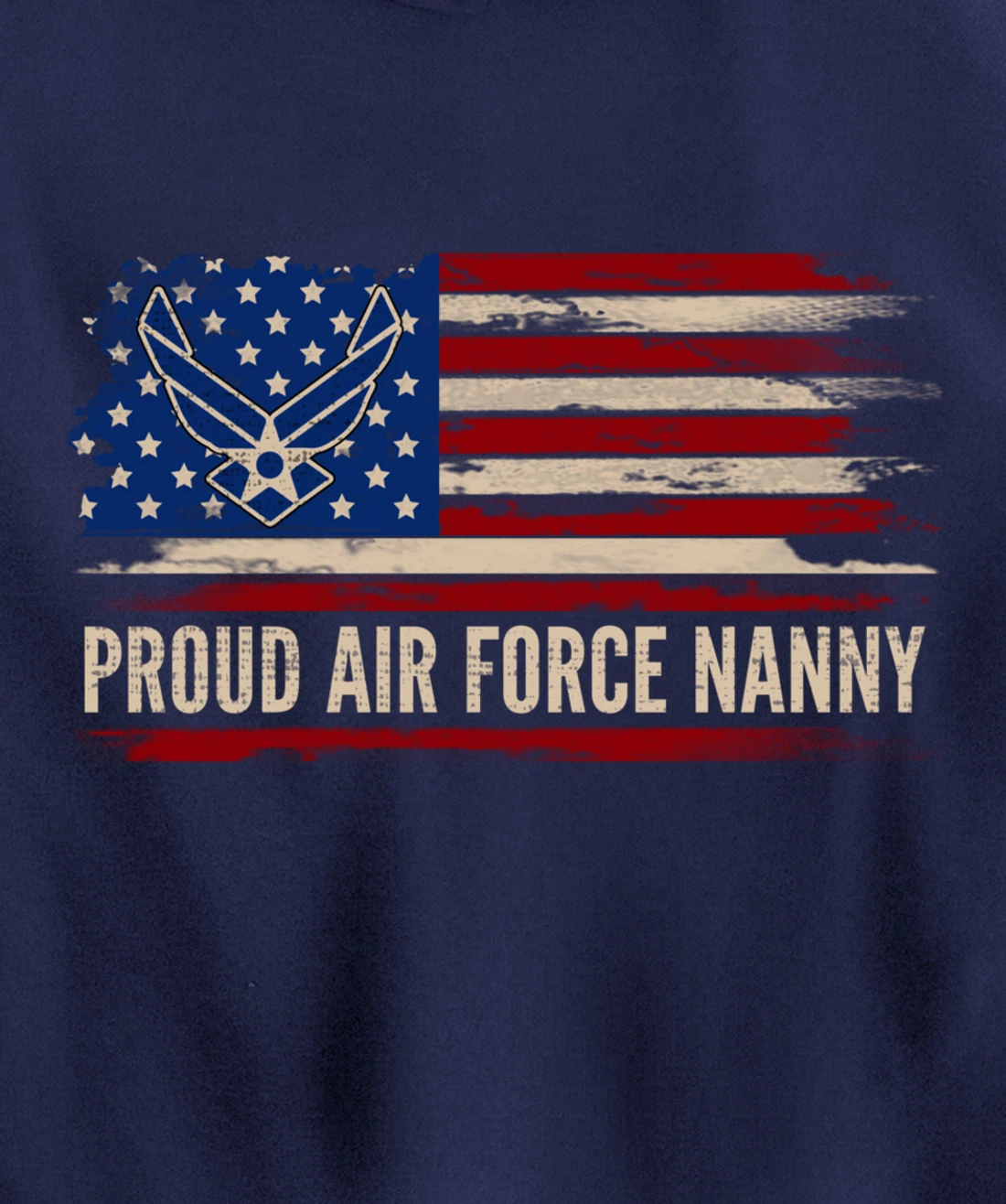 Vintage Proud Air Force Nanny American Flag Veteran Gift Pullover Hoodie