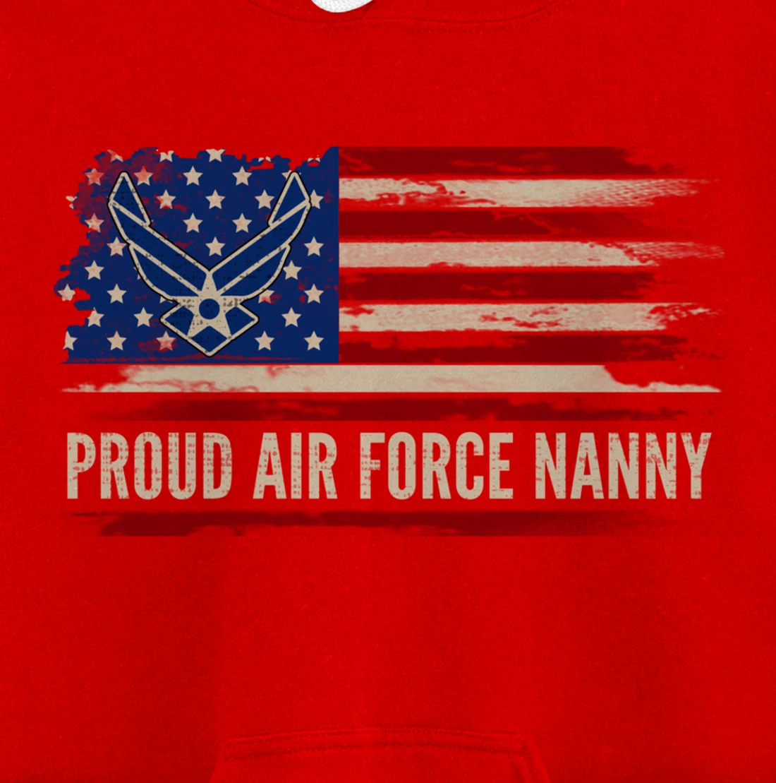 Vintage Proud Air Force Nanny American Flag Veteran Gift Pullover Hoodie