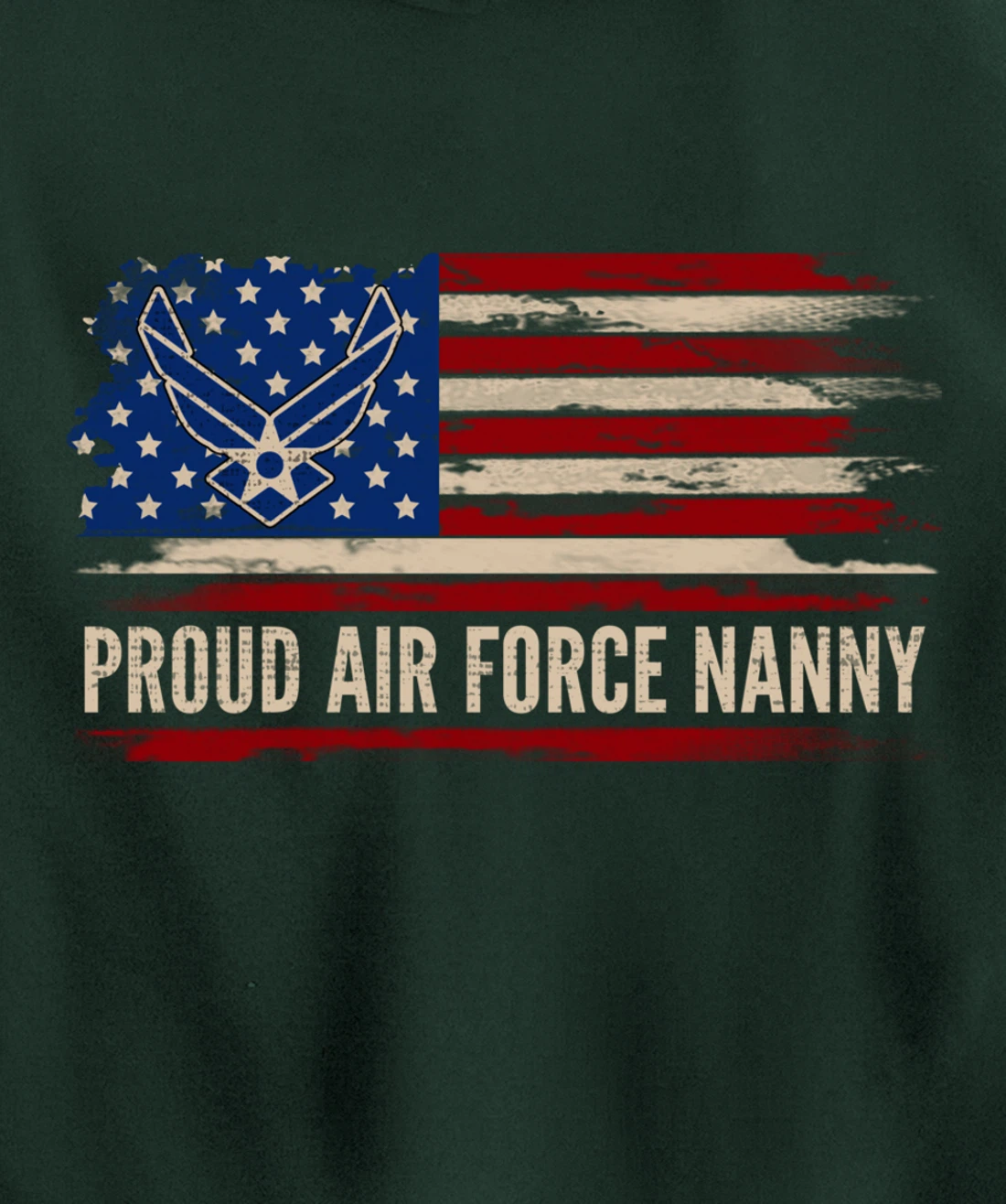 Vintage Proud Air Force Nanny American Flag Veteran Gift Pullover Hoodie