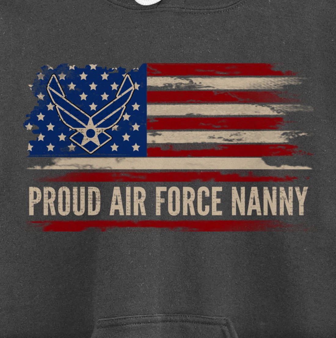 Vintage Proud Air Force Nanny American Flag Veteran Gift Pullover Hoodie