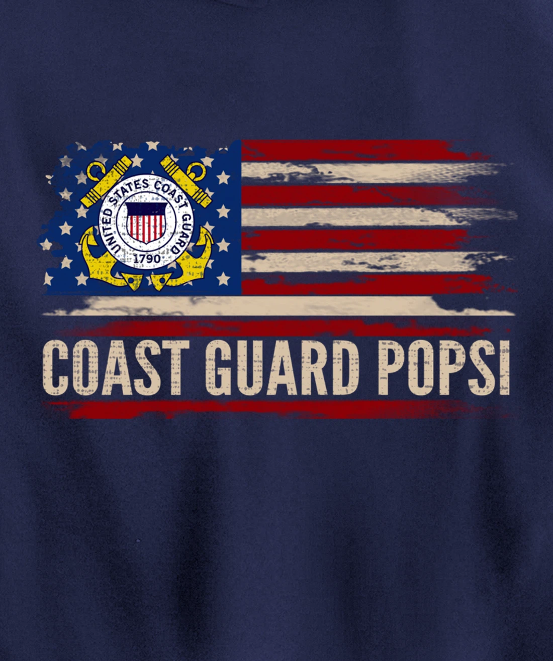 Vintage Coast Guard Popsi American Flag Veteran Gift Pullover Hoodie