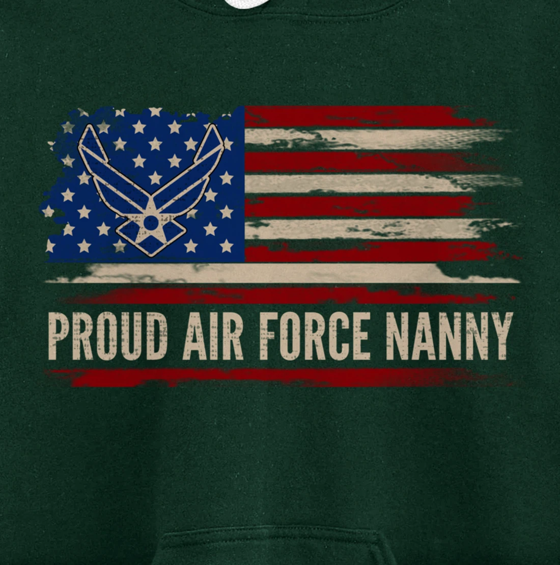 Vintage Proud Air Force Nanny American Flag Veteran Gift Pullover Hoodie