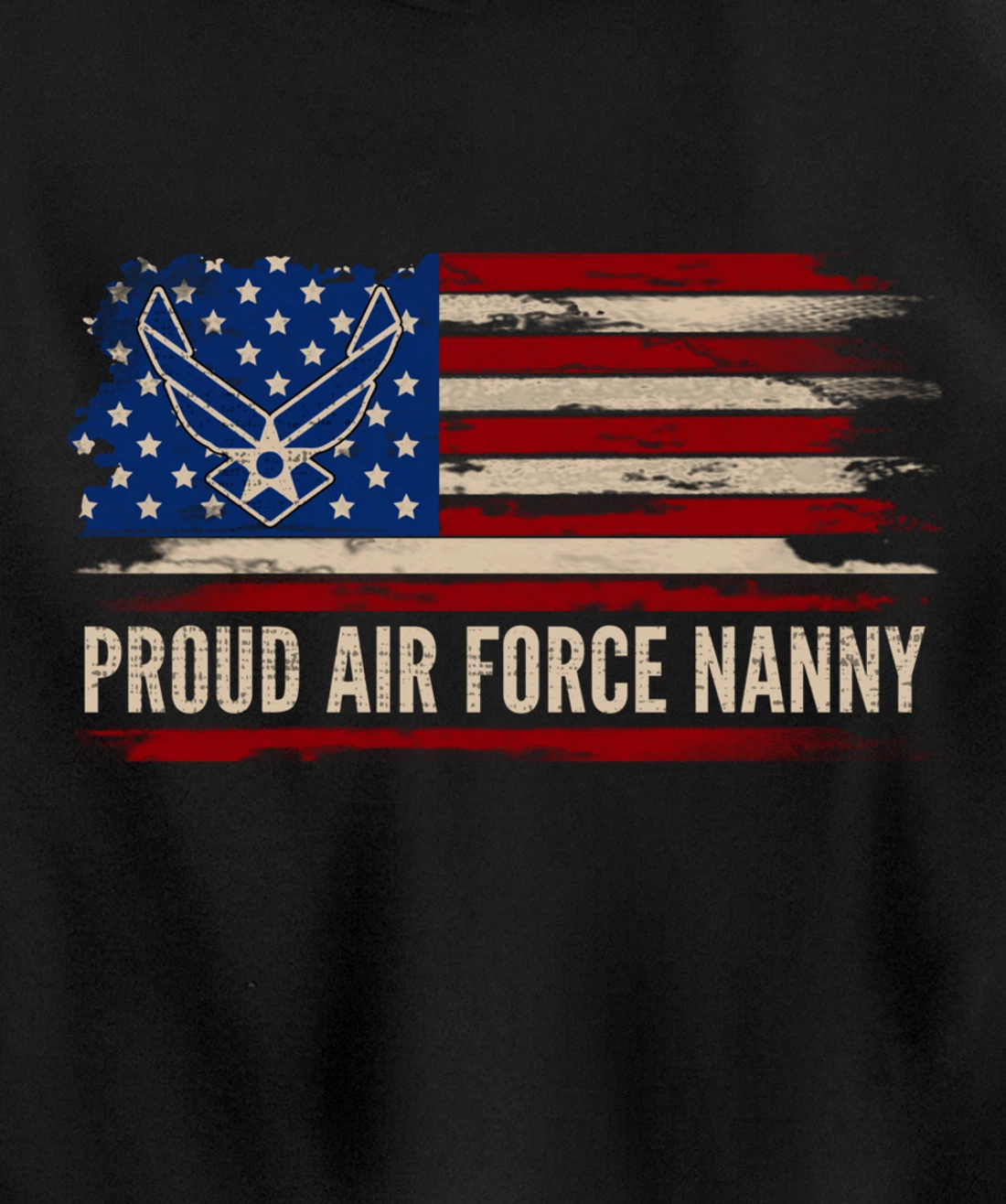 Vintage Proud Air Force Nanny American Flag Veteran Gift Pullover Hoodie