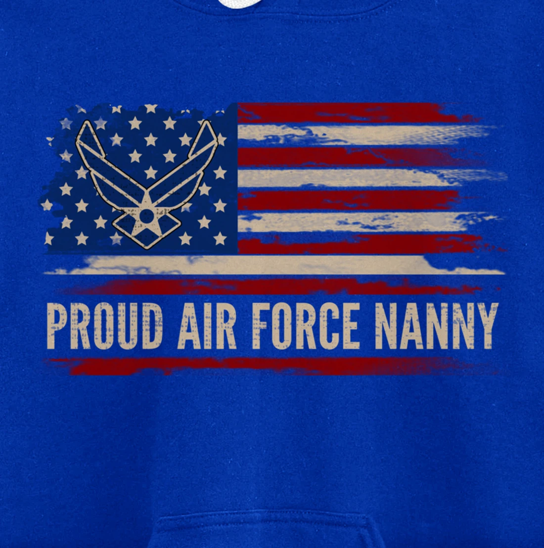 Vintage Proud Air Force Nanny American Flag Veteran Gift Pullover Hoodie