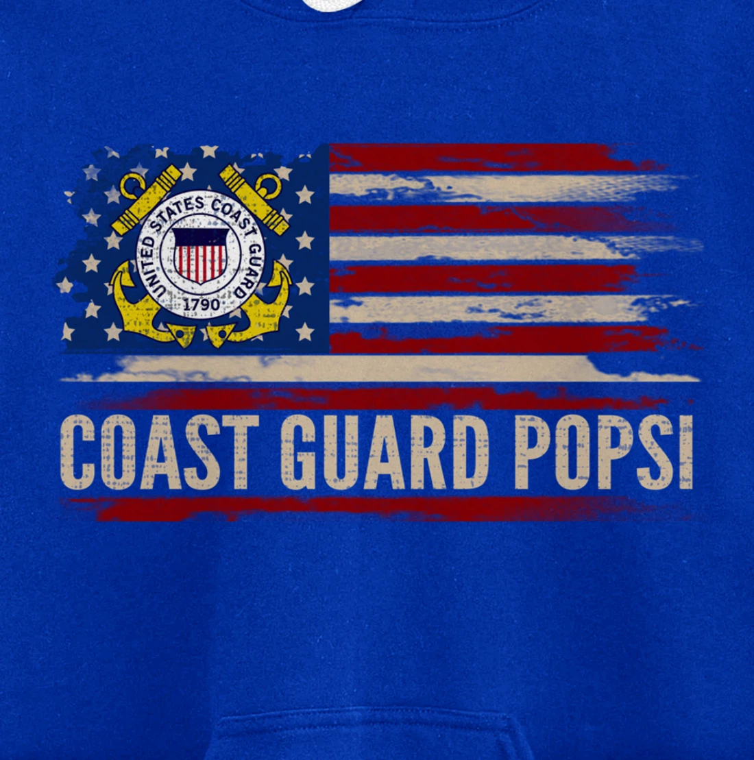Vintage Coast Guard Popsi American Flag Veteran Gift Pullover Hoodie