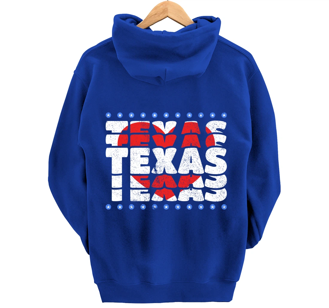 Texas With Red Heart And Stars State Pullover Hoodie