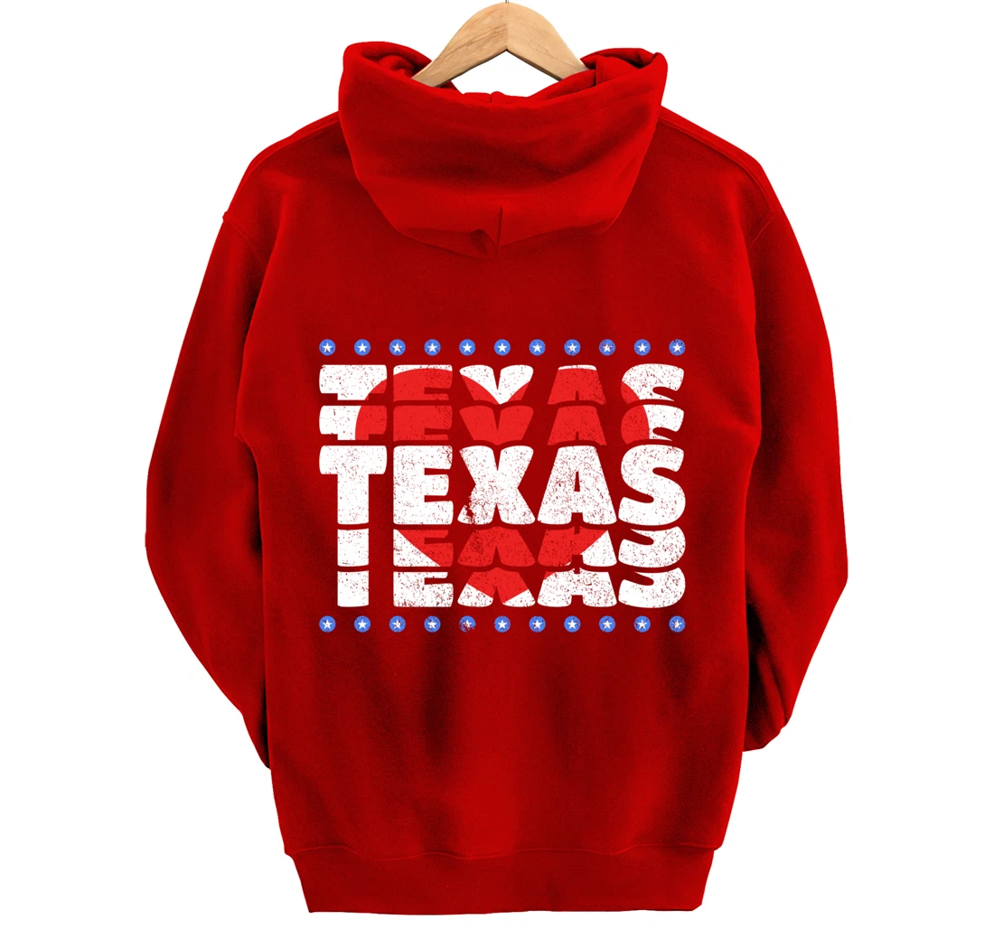 Texas With Red Heart And Stars State Pullover Hoodie