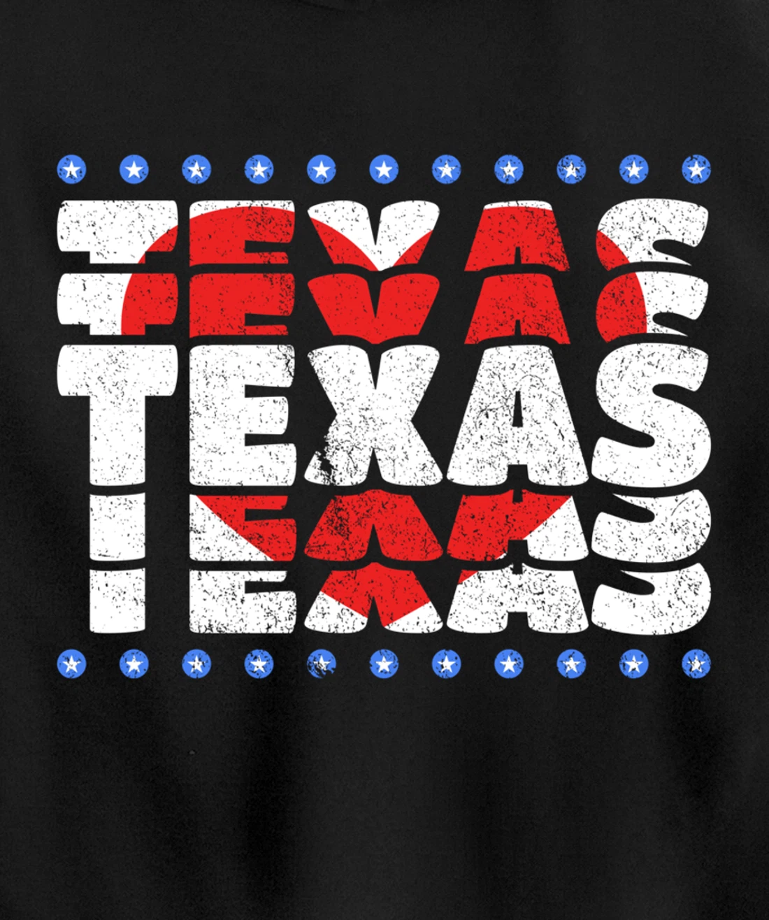 Texas With Red Heart And Stars State Pullover Hoodie
