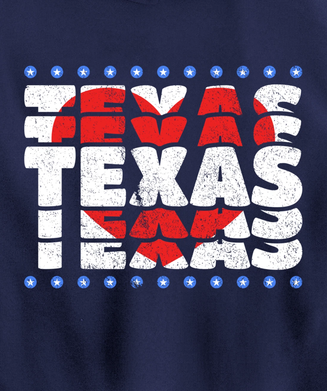 Texas With Red Heart And Stars State Pullover Hoodie